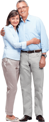An older man and woman embrace An older man and woman embrace