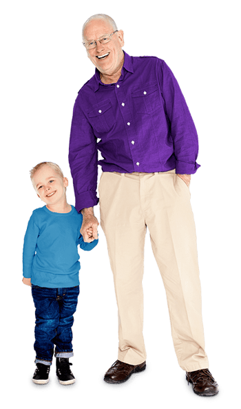 Grandfather holding hands with his grandchild