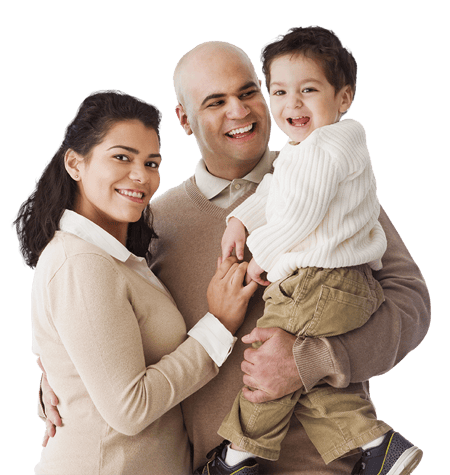 Parents with young child smiling together Parents with young child smiling together