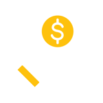 Money sign hovering over a hand