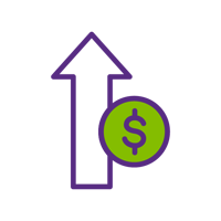 Arrow pointing up with dollar sign