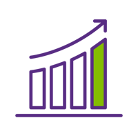 Increasing bar chart icon