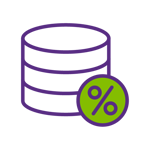 Stacked coins with a percentage symbol