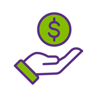 Open hand with dollar sign above