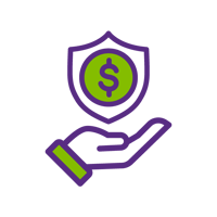 Open hand with shield and dollar sign