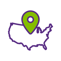 United States with pin in the center