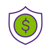 Shield with dollar sign in the middle