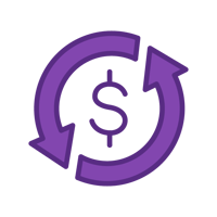 Arrows moving in a circle around a dollar sign