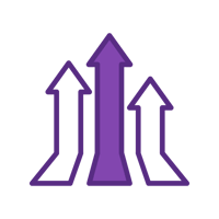 Three arrows increasing vertically
