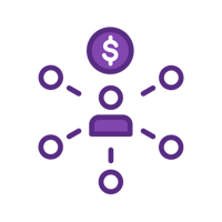 Money icon within reach of a person