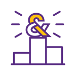 Podium with an ampersand on the highest point