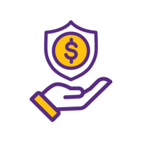 Open hand holding shield with dollar symbol